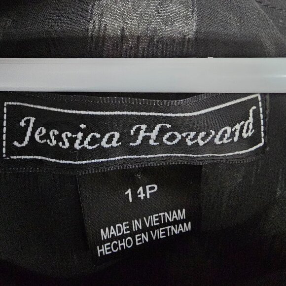 Jessica Howard Black Gray Polka Dot Dress Ruffled Sleeveless Retro 14P - Picture 9 of 11